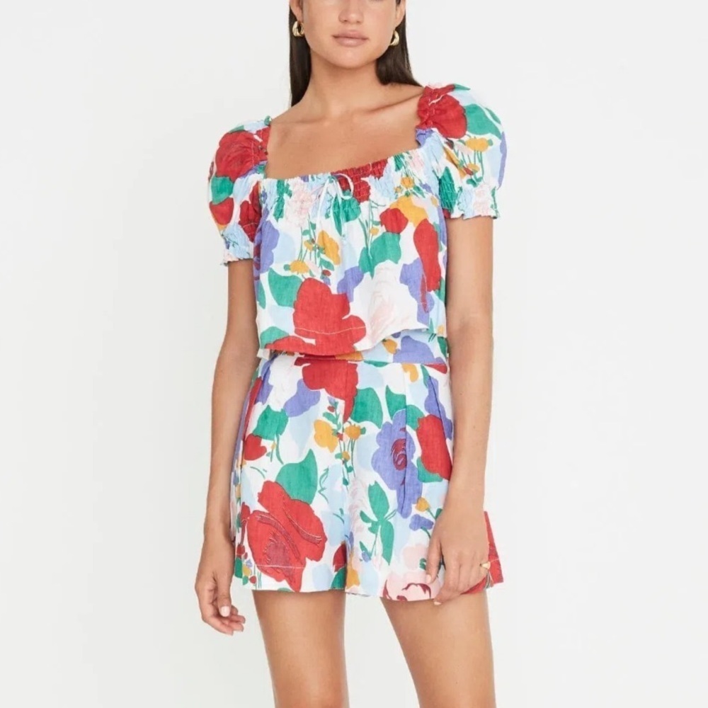 Faithfull The Brand-Multicolored Floral Lilia Top and Ondine Short Set
